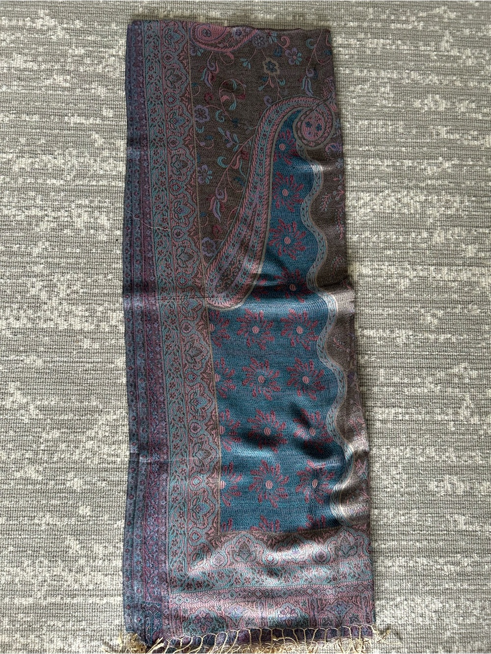 Teal and Mauve Paisley scarf